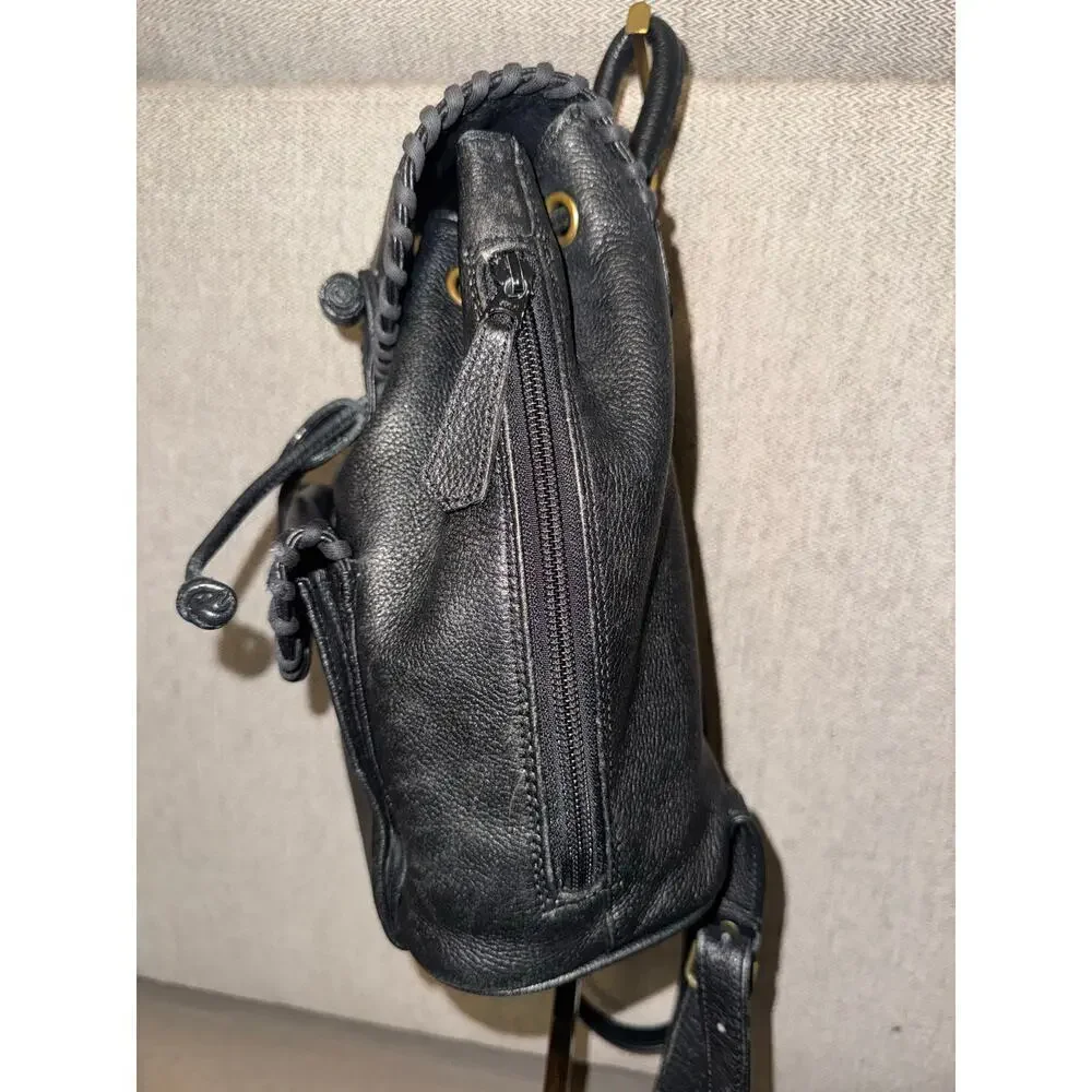 YSL Yves Saint Laurent Black Whipstitch Leather Flap Backpack Designer Luxury